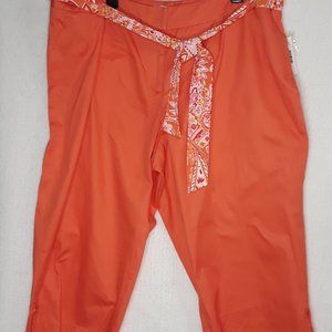 Versailles orange cropped pants belt 24W  womens